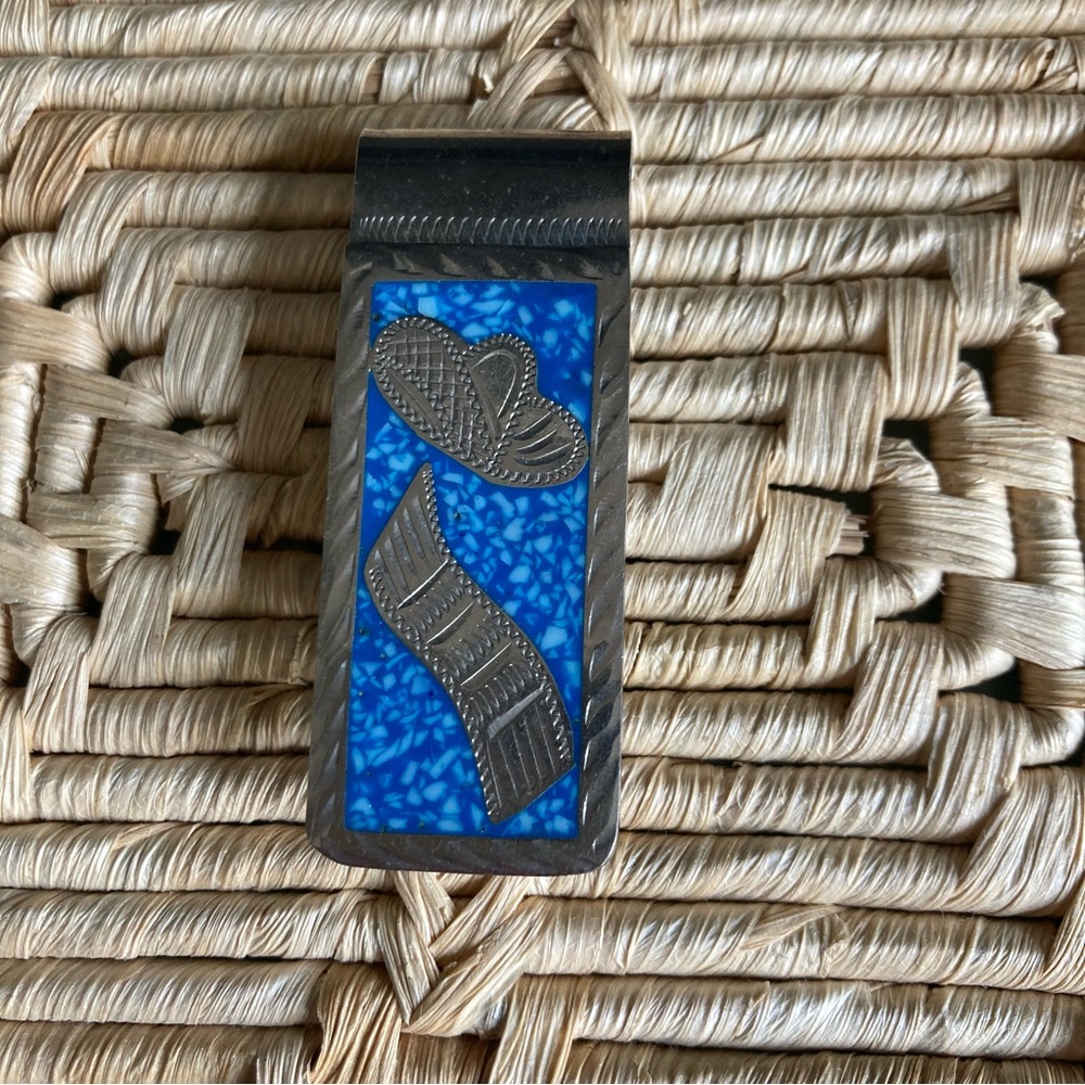 Vintage Silver & Turquoise Money Clip